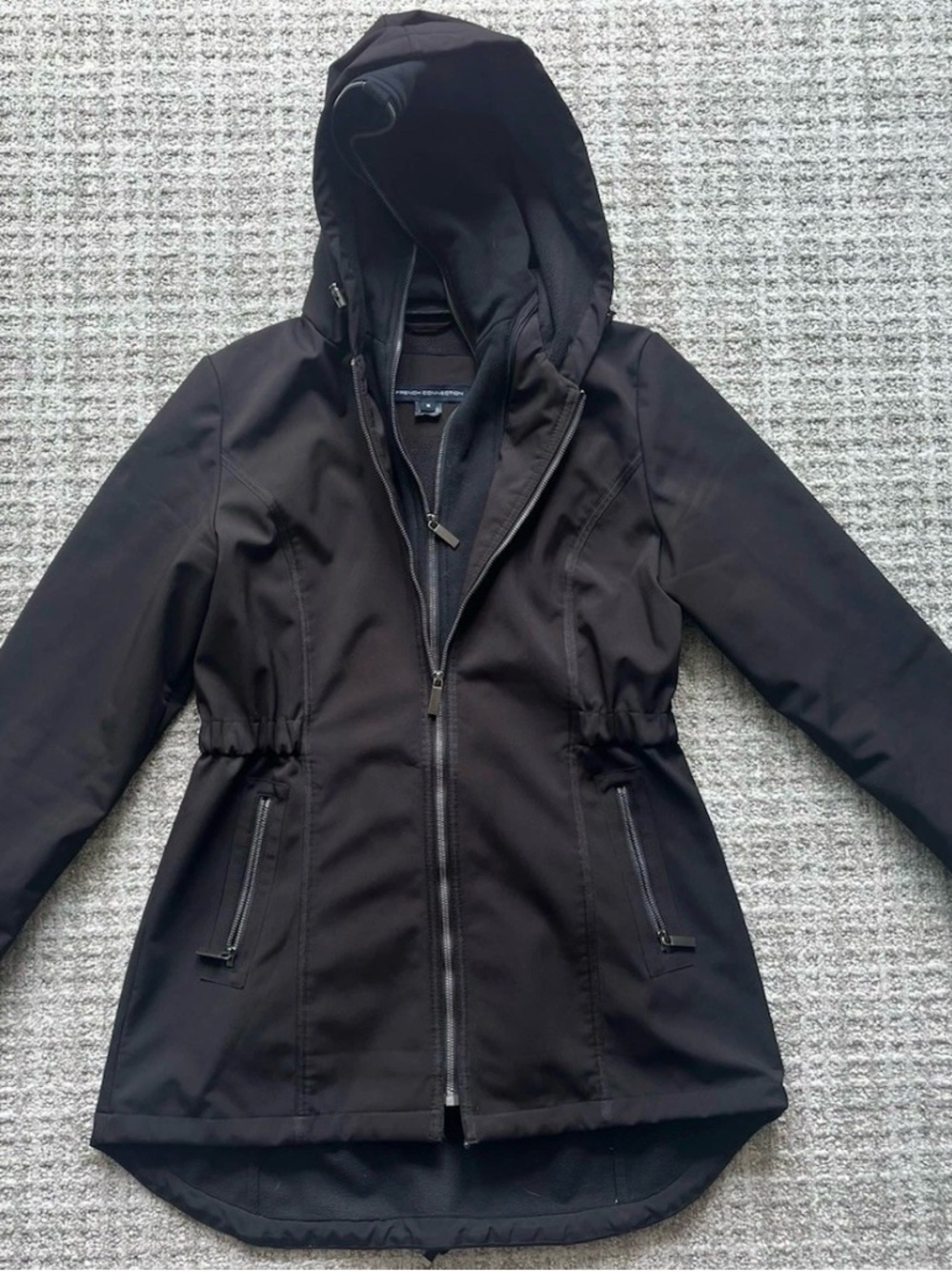 French Connection Women’s Winter Coat Medium Black Removable Liner Hooded